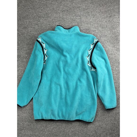 Bob Mackie Wearables Jacket Womens L Teal Fleece Full Zip Embroidered Southwest - Picture 6 of 6